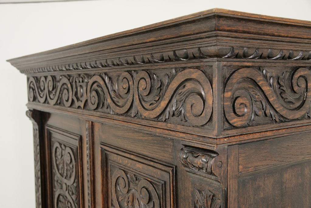 Carved Oak Armoire 2