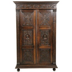 Carved Oak Armoire