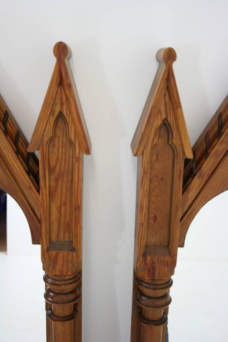 Pair of Large Antique Scottish Solid Pitch Pine Church Mirrors, 1880s For Sale 2