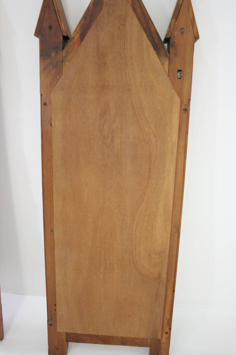 Pair of Large Antique Scottish Solid Pitch Pine Church Mirrors, 1880s For Sale 4