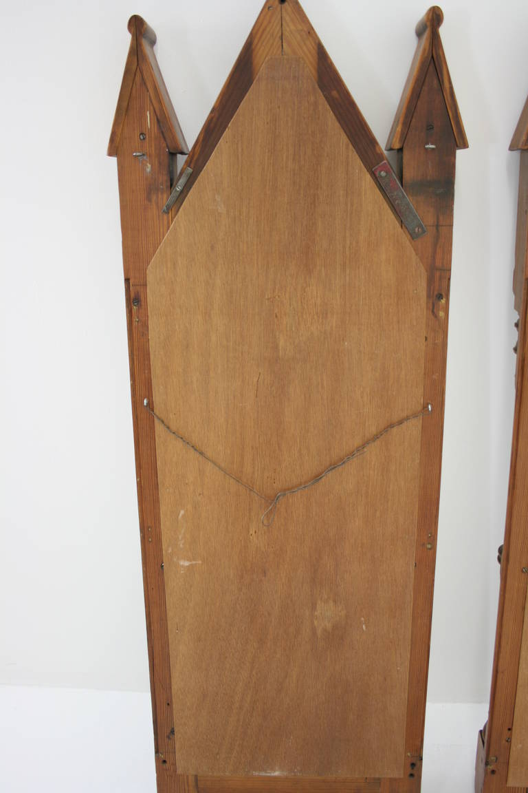 Pair of Large Antique Scottish Solid Pitch Pine Church Mirrors, 1880s For Sale 5