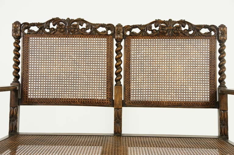 20th Century Antique Walnut Barley Twist Sofa, Settee, Bench