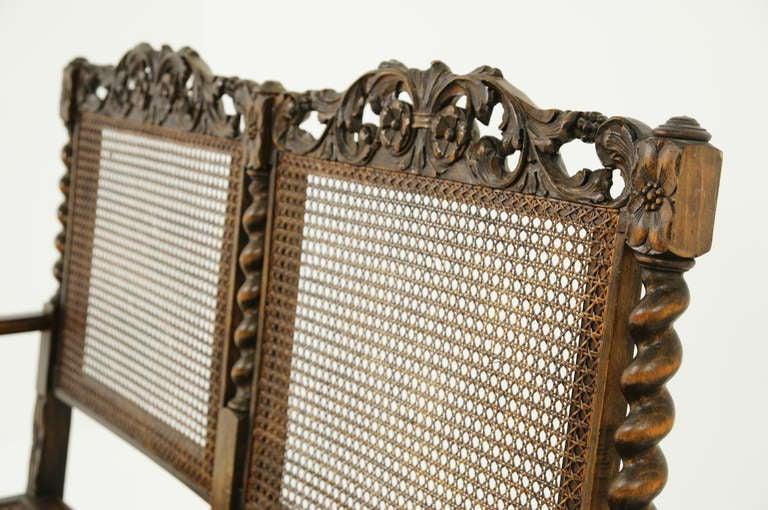 Antique Walnut Barley Twist Sofa, Settee, Bench 1