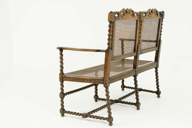 Antique Walnut Barley Twist Sofa, Settee, Bench 5
