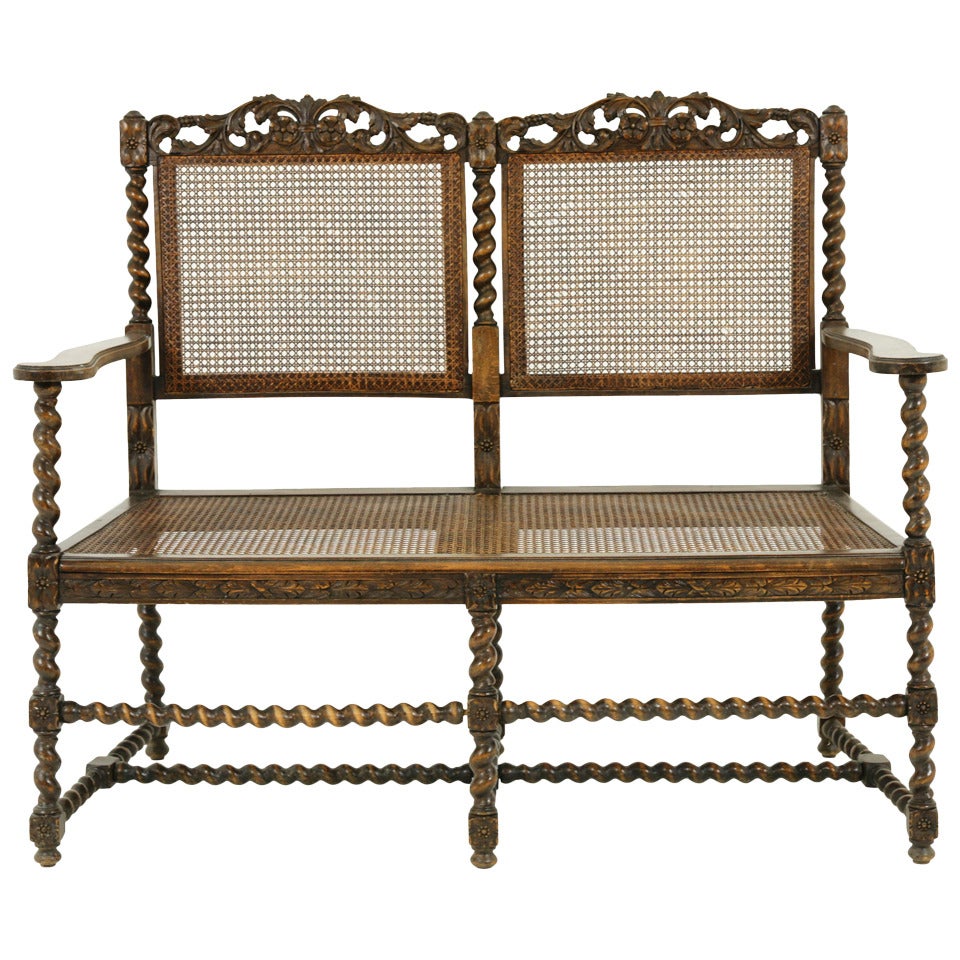 Antique Walnut Barley Twist Sofa, Settee, Bench