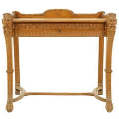 Victorian Carved Oak Writing Library Table