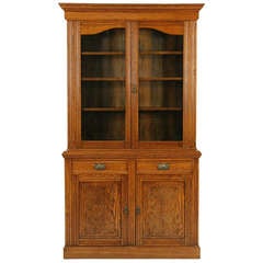 Antique Victorian Carved Oak Cabinet / Bookcase / Display Cabinet