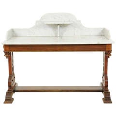 Mid-Victorian Mahogany Marble-Top Washstand, Console, Dresser