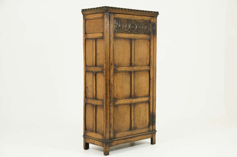 17th Century Style Carved Oak Armoire, Hall Robe
