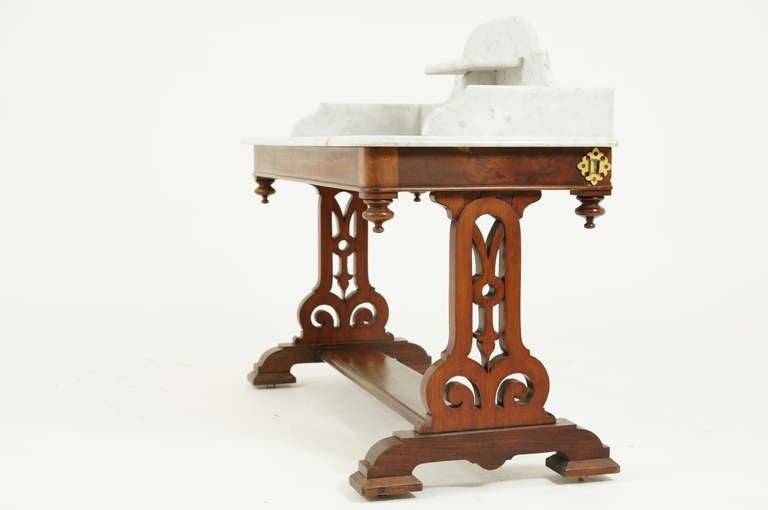 Mid-Victorian Mahogany Marble-Top Washstand, Console, Dresser 2