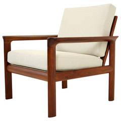 Danish Mid-Century Modern Teak Lounge Arm Easy Living Room Chair