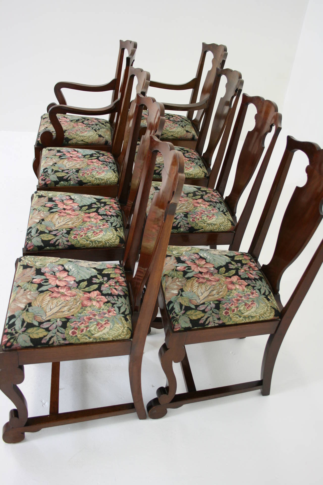 Mid-20th Century Eight Antique American Mahogany Empire Dining Chairs (Six and Two Armchairs)