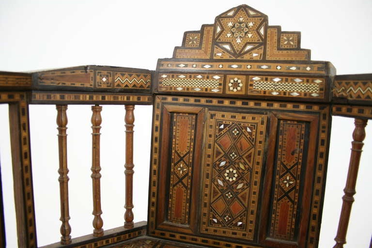 Pair of 19th Century Syrian Inlaid Arm Chairs 2