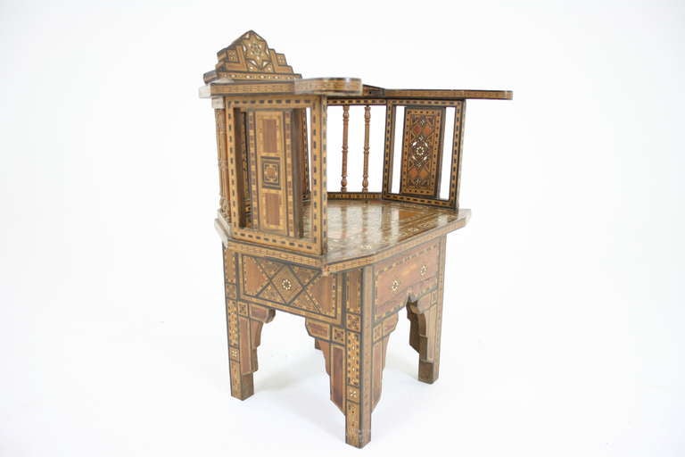 Pair of 19th Century Syrian Inlaid Arm Chairs 4