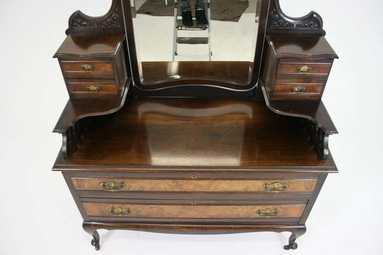 19th Century Art Nouveau Walnut Vanity
