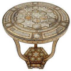 Antique 19th Century Syrian Inlaid Table on Tripod Base