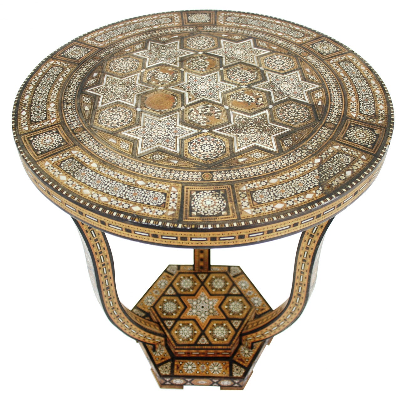 19th Century Syrian Inlaid Table on Tripod Base