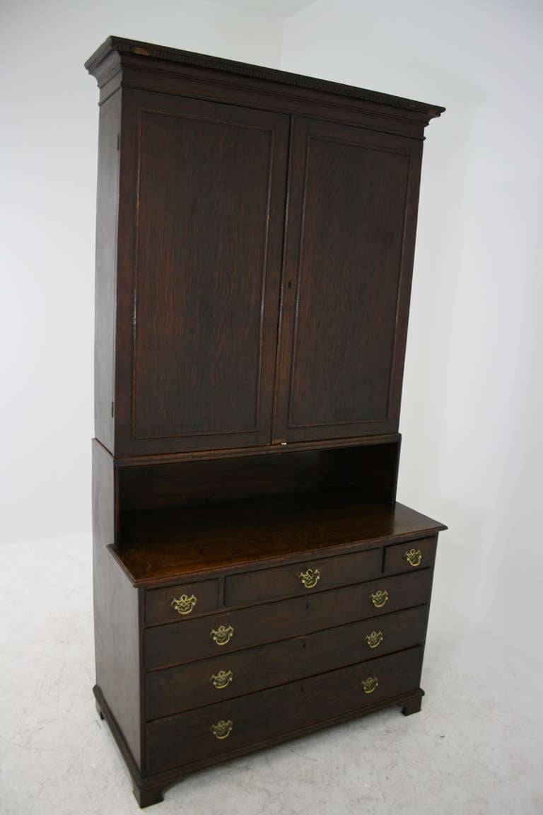 Early 19th Century Oak Housekeeper Cupboard, Cabinet, Bookcase, Dresser 4
