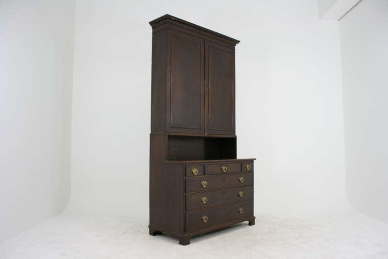 Scottish Early 19th Century Oak Housekeeper Cupboard, Cabinet, Bookcase, Dresser