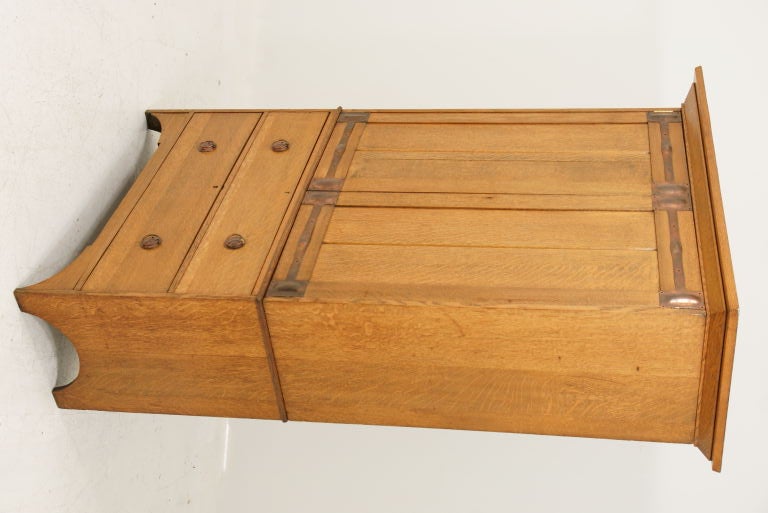 19th Century Oak Arts and Crafts Linen Press