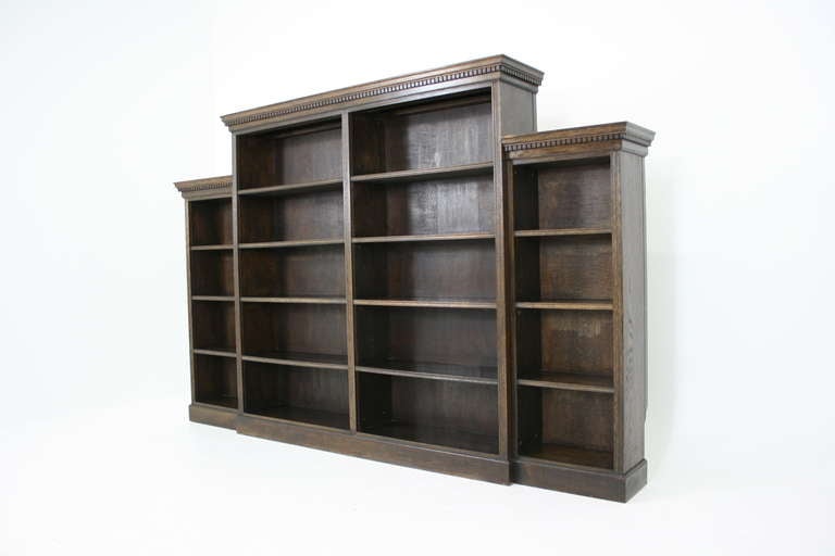 Large Three Part Oak Open Bookcase In Good Condition In Vancouver, BC