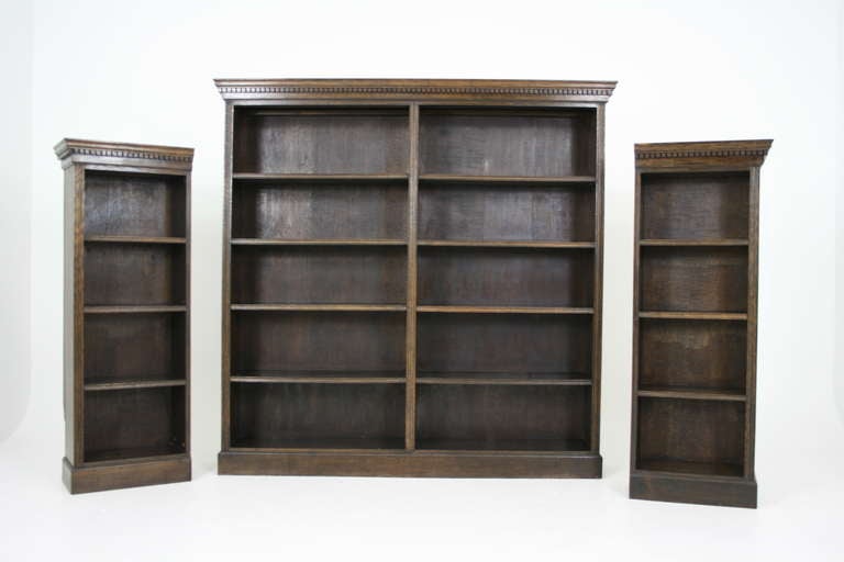 Large Three Part Oak Open Bookcase 4