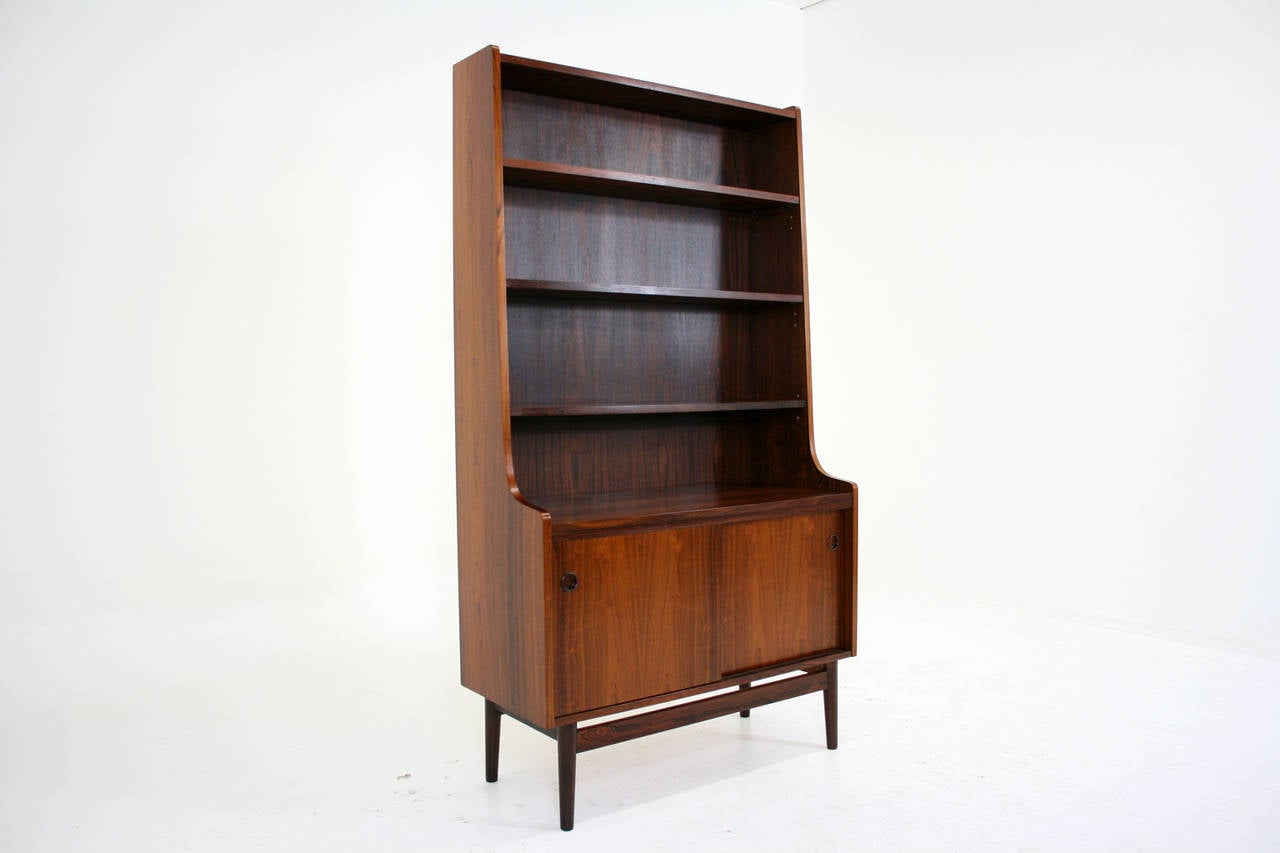 Scandinavian Modern Danish Mid Century Modern Rosewood Bookcase Cabinet Desk Bookshelf