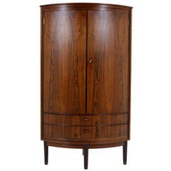 Danish Mid Century Modern Rosewood Corner Cabinet Bar Cupboard
