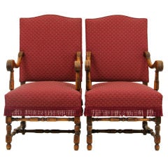 Pair French Walnut Arm Chairs