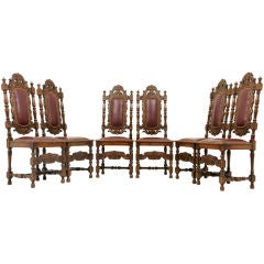 Set of 6 Carved Oak Dining Chairs