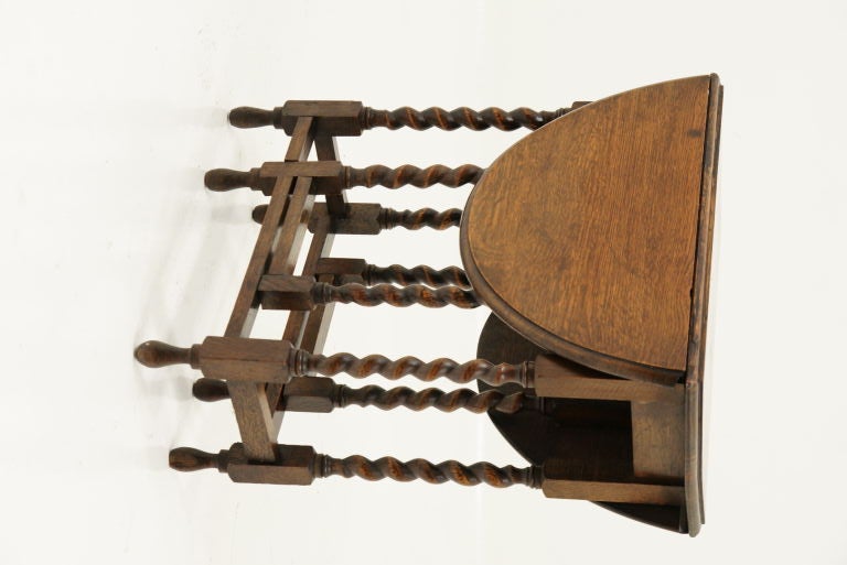 Petite Oak Barley Twist Gateleg Table