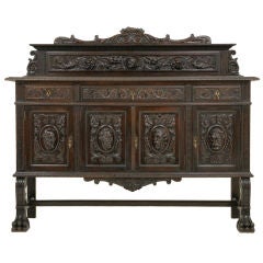 Antique Carved Oak Spanish Sideboard