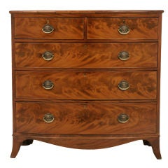 Antique Victorian Mahogany Bow Front Chest Of Drawers