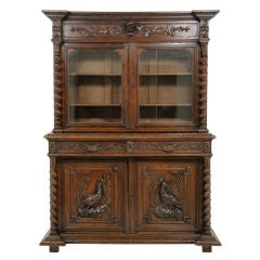Antique 19th Century Carved Oak Bookcase