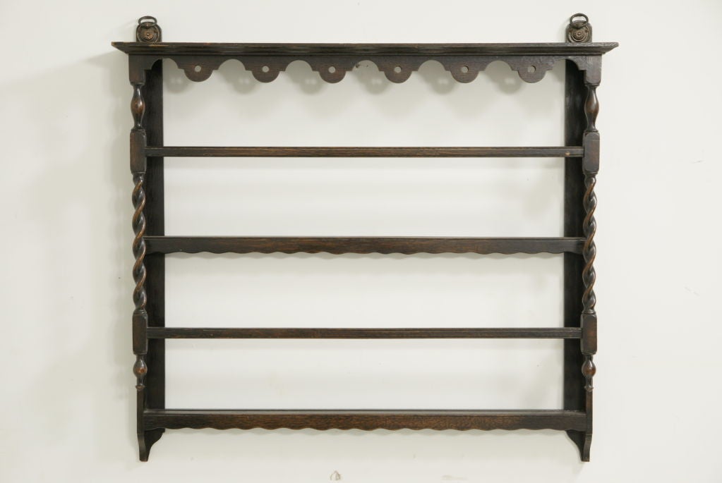 Scottish Oak Barley Twist Hanging Plate Rack