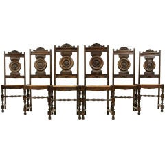 Six French Carved Oak Dining Chairs