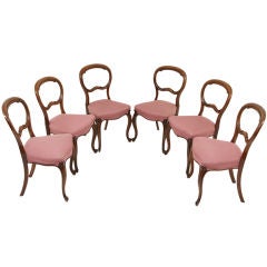Antique Set of 6 Scottish Mahogany Victorian Balloon Back Chairs