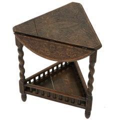 Victorian Carved Oak Corner Envelope Table