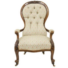 Antique Victorian Solid Mahogany Gentlmen's Open Arm Chair