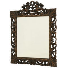 Heavily Carved Walnut Bevelled Mirror Antique Heavily Carved Walnut Bevelled Mirror
