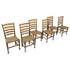 Six (6) Oak Ladder Back Chairs