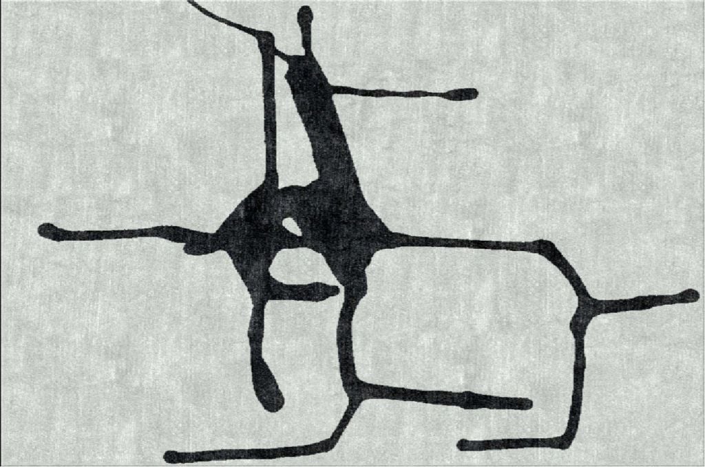 silk rug - BLACK STRUCTURE - Platinum and China Black