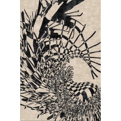 silk rug - GEOMETRIC ABSTRACTION III - Ivory 
China Black