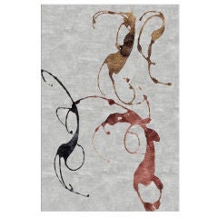 rug -MOVEMENT ABSTRACT - Platinum with Wine, Black and Raw Umber