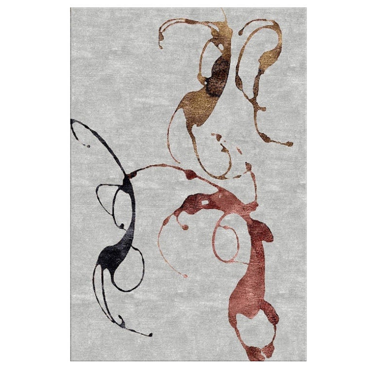 Moevment Rugs rug -MOVEMENT ABSTRACT - Platinum with Wine, Black and Raw Umber For ...