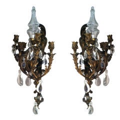 Monumental pair of French louis XV style wall sconces