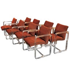 set of 8 lucite arm chairs