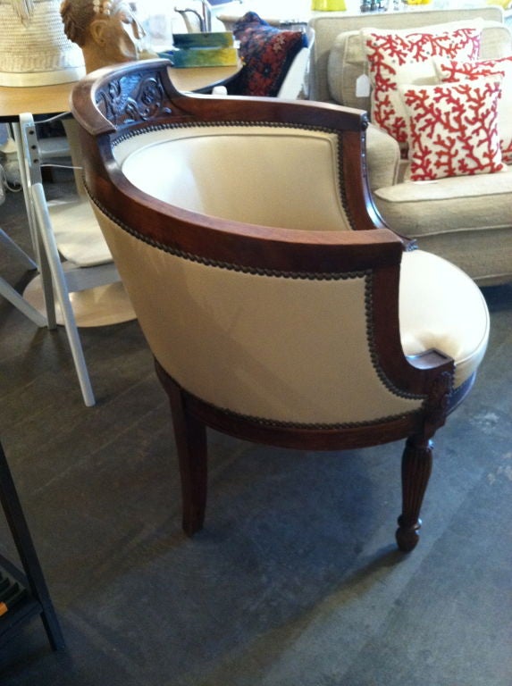 Pr. of empire Italian leather bucket chairs. For Sale 1