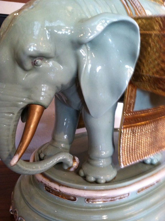 19th Century Anglo Indian Lg .Pair of porcelain Elephant centerpieces.