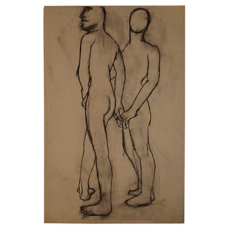 Linear Charcoal Drawing on Paper